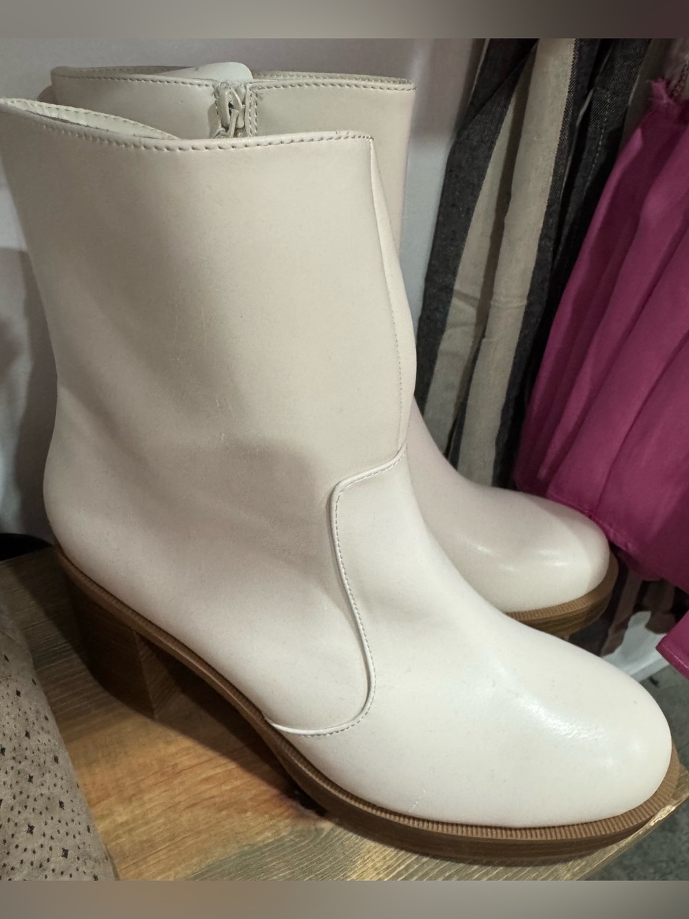 Universal Thread Cream Ankle Boots with Block Heel